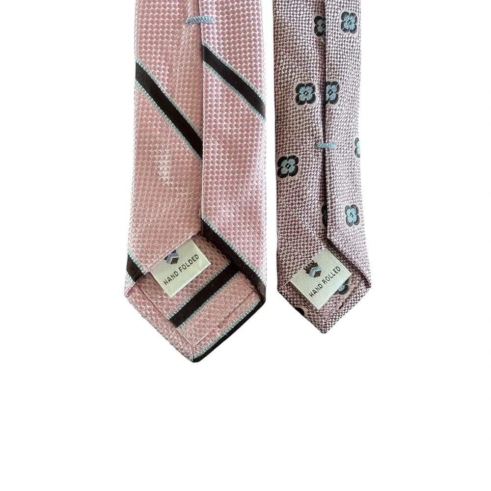 PETER MILLAR Pink‎ Jacquard Silk Tie Bundle Lot of 2
